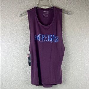 TREIGN commit and conquer purple and blue graphic muscle tank size medium NWT